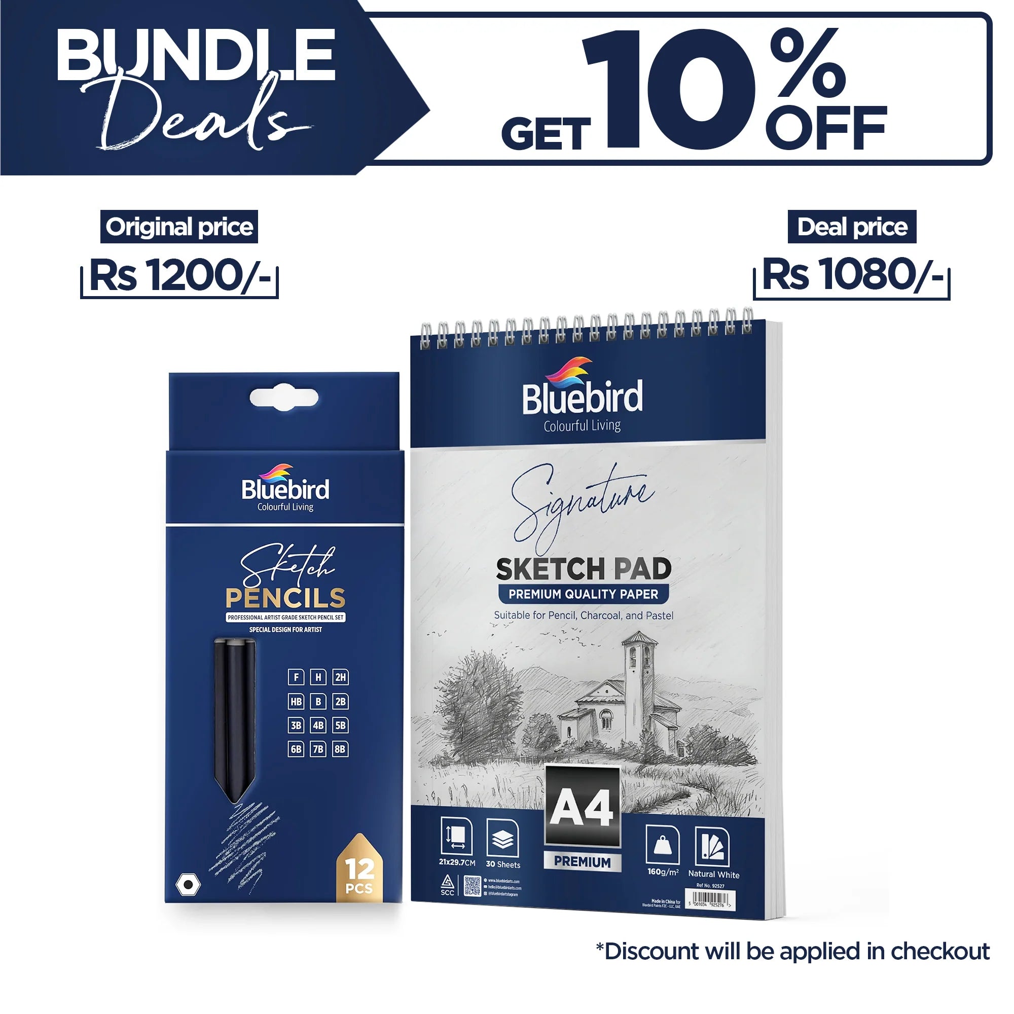 Sketch Pencils Set of 12 + Signature Sketch Pad A4